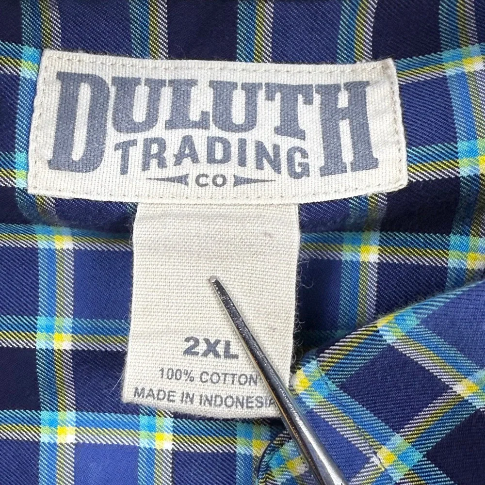 Duluth Trading Co. Mens 2XL Button Down Shirt Plaid Long Sleeve - Picture 4 of 8